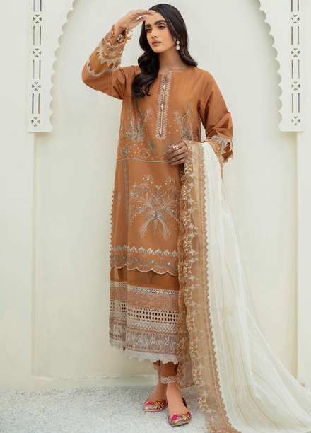 Xenia Formals Embroidered Lawn Suits Unstitched 3 Piece XE21M D-08 KUBRA - Summer Collection