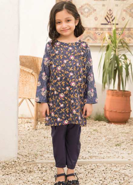 Yarsa Lawn Printed Girls 2 Piece Suit -  YR22C Blue Moon CH-05