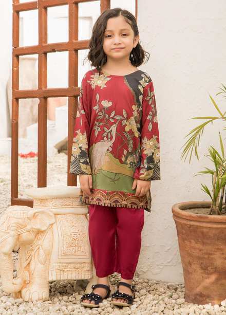 Yarsa Lawn Printed 2 Piece Suit for Girls -  YR22C Little Red CH-01