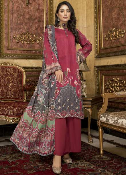 Yarsa Printed Viscose Suits Unstitched 3 Piece YR22W Y-408 - Winter Collection