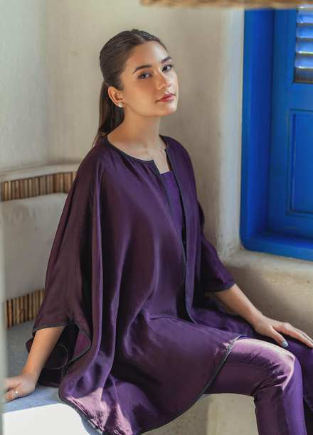 Zaaviay Pret  Cotton Silk 2 Piece Dress ZSZ23-019 VIOLET