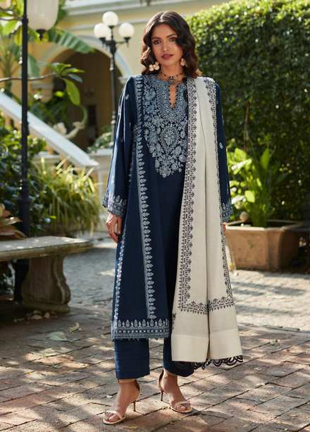 Zaha By Khadijah Shah Embroidered Khaddar Suits Unstitched 3 Piece ZKS22W ZW-22-01 ELMAS - Winter Collection