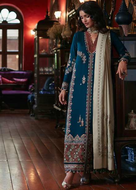 Zaha By Khadijah Shah Embroidered Khaddar Suits Unstitched 3 Piece ZKS22W ZW-22-02 JEHAN - Winter Collection