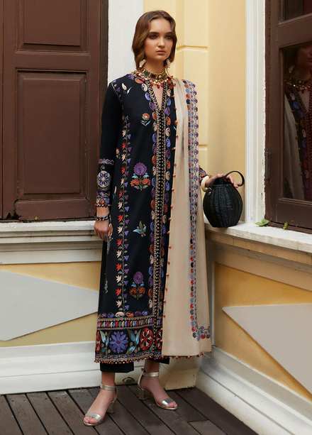 Zaha By Khadijah Shah Embroidered Khaddar Suits Unstitched 3 Piece ZKS22W ZW-22-04 FERAY - Winter Collection