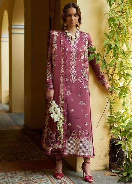 Zaha By Khadijah Shah Embroidered Khaddar Suits Unstitched 3 Piece ZKS22W ZW-22-13 LALAM - Winter Collection