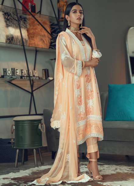 Fascino Embroidered Chiffon Suits Unstitched 3 Piece FN21Z Moss - Luxury Collection