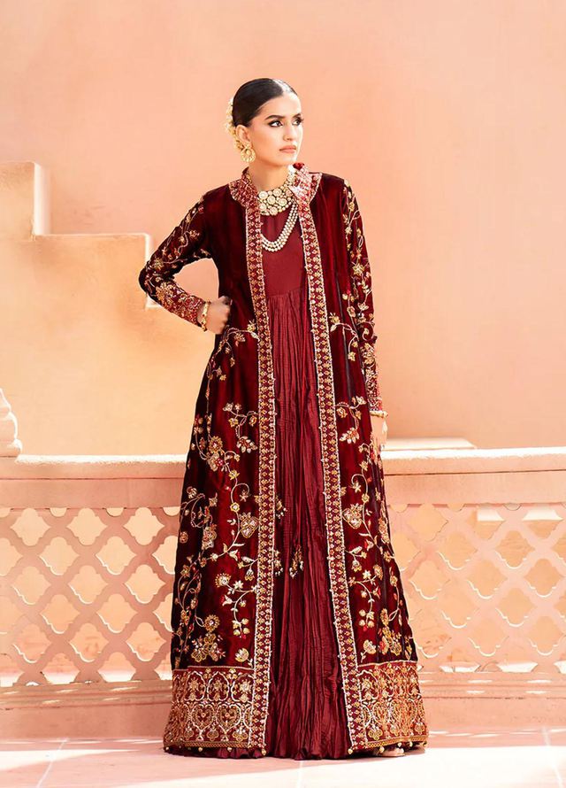 Zardozi By AIK Atelier Embroidered Velvet Suits Unstitched 2 Piece AIK23Z Look 07 - Premium Collection