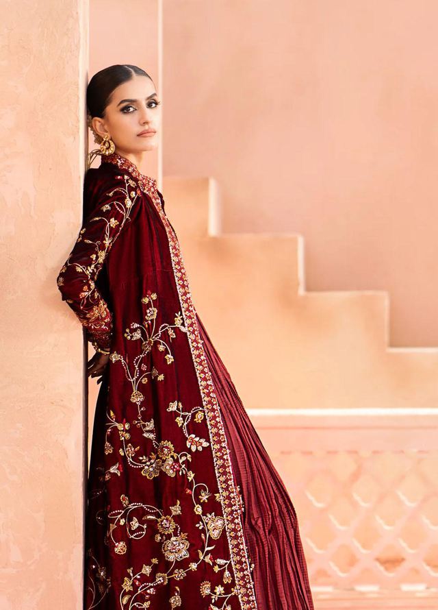 Zardozi By AIK Atelier Embroidered Velvet Suits Unstitched 2 Piece AIK23Z Look 07 - Premium Collection