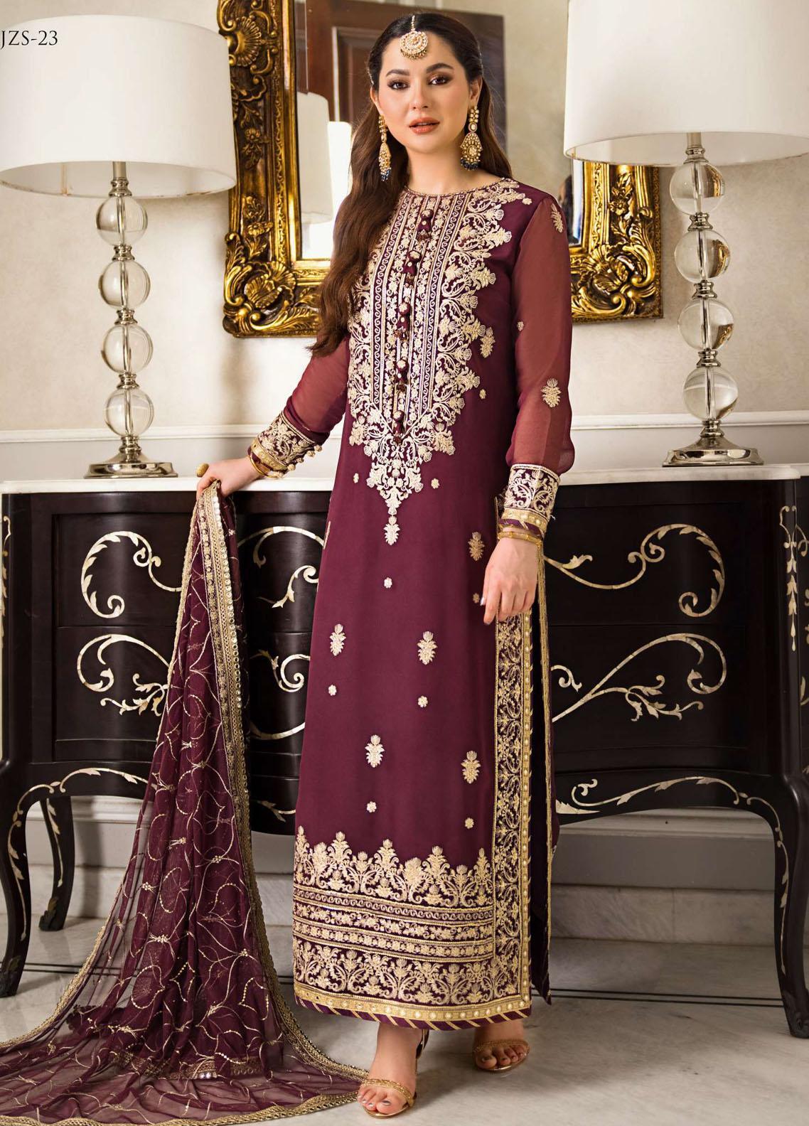 Sitara By Shamooz Embroidered Chiffon Suits Unstitched 4 Piece SHM23ST SU-075 Aatishi - Festive Collection