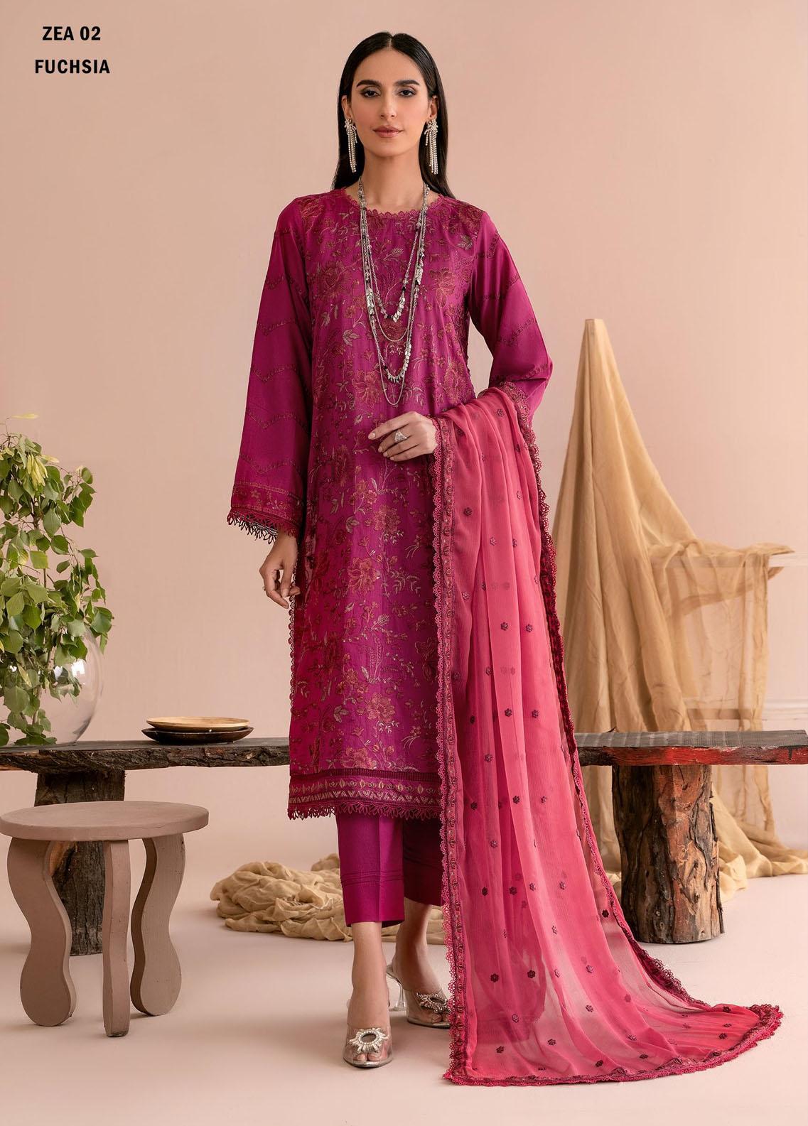 Faixa Faixal Embroidered Lawn Suits Unstitched 3 Piece FFX22L ZAREENA - Luxury Collection main image 1