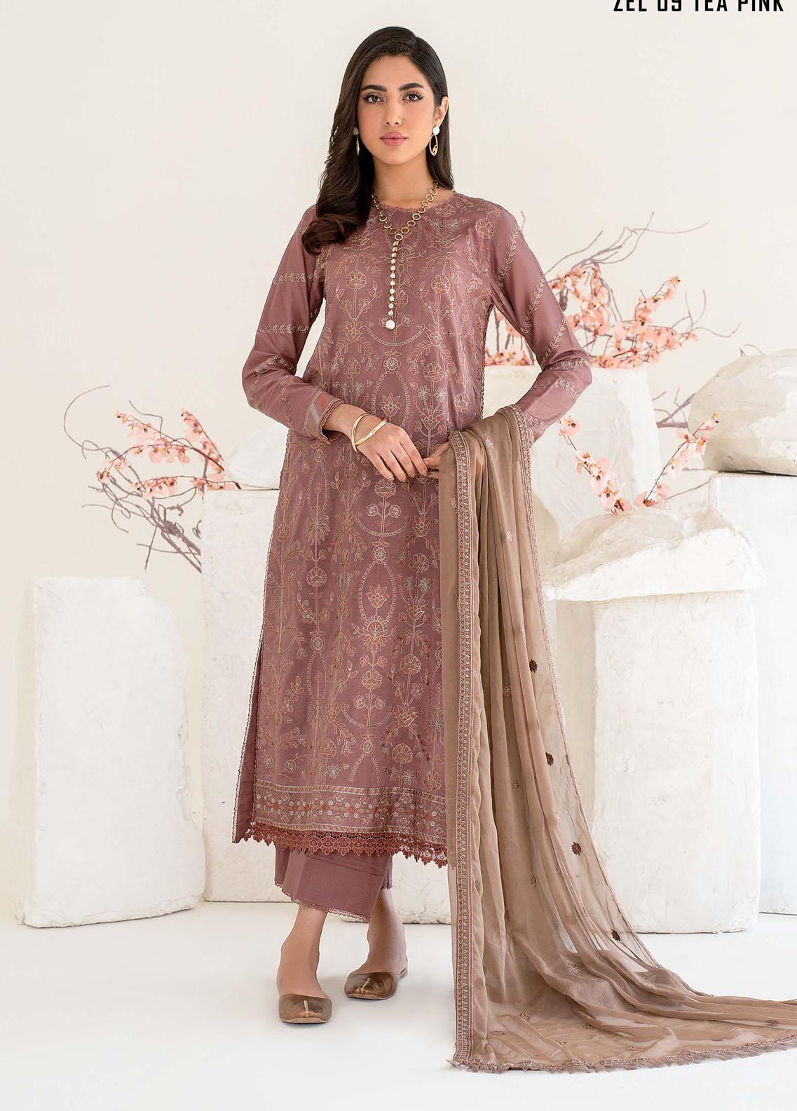 Zarif Luxury Embroidered Net Unstitched 3 Piece Suit - - ZF25FE - ZFE-05-ALAINA - White - Festive Collection