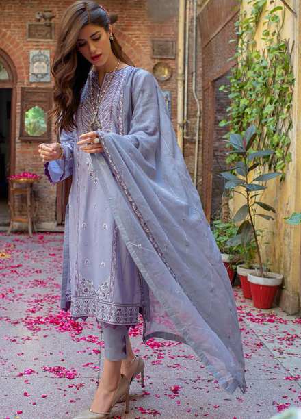 Zellbury Embroidered Lawn Suits Unstitched 3 Piece ZL21L ZW-001 - Luxury Collection