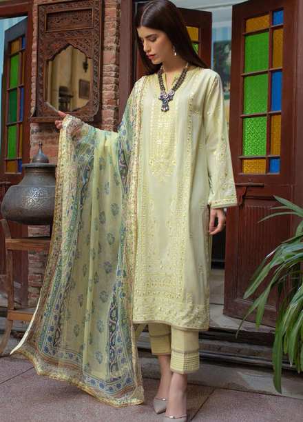 Zellbury Embroidered Lawn Suits Unstitched 3 Piece ZL21L ZW-027 - Luxury Collection