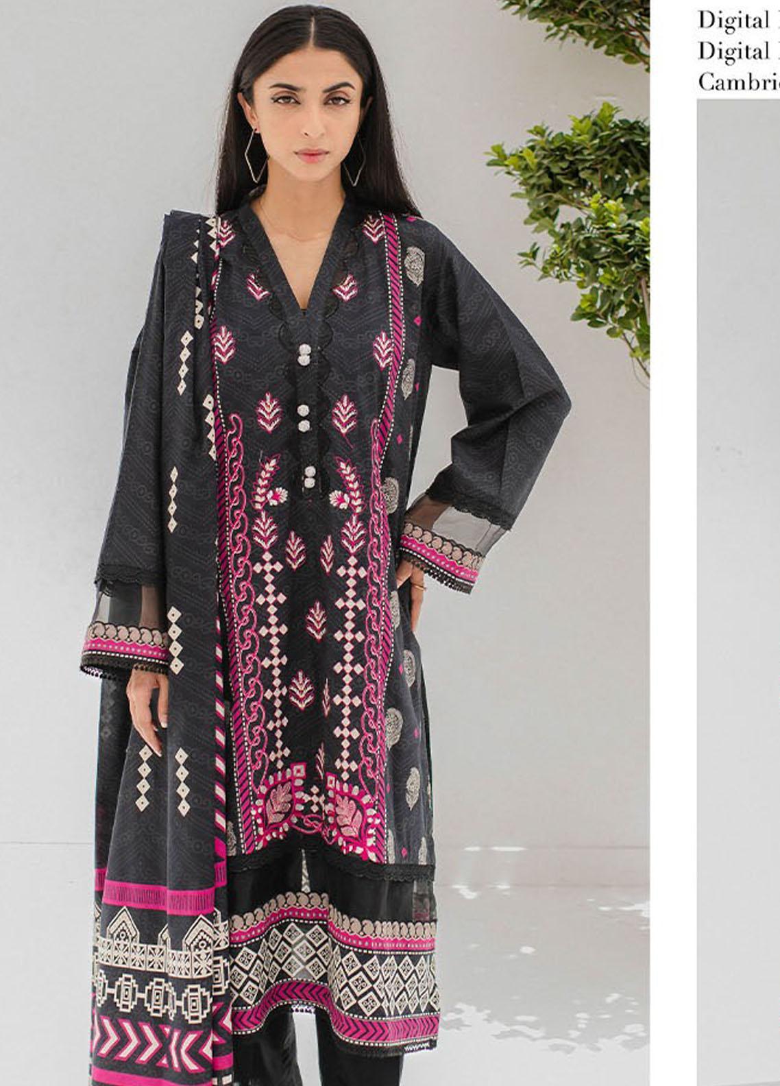 Hazel By Izel Embroidered Lawn Suits Unstitched 3 Piece IZL23H HLLC-05 Hibiscus - Luxury Collection