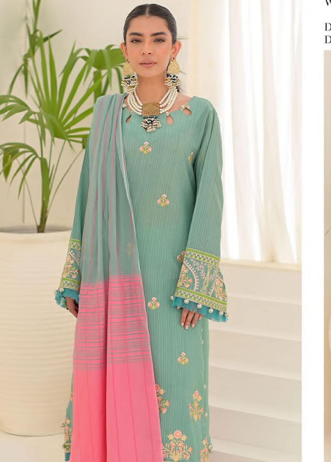 Hazel By Izel Embroidered Lawn Suits Unstitched 3 Piece IZL23H HLLC-04 Sage - Luxury Collection main image 1