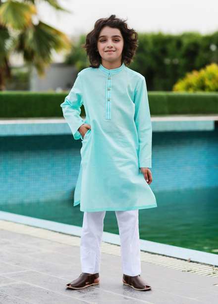 Ziva Cotton Formal Kurta Pajama for Boys -  ZA21B Sky Blue K-T