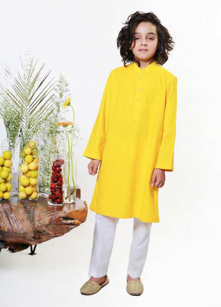 Ziva Chicken Formal Boys Kurta Pajama -  ZA21B Yellow K-T