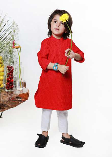 Ziva Chicken Formal Kurta Pajama for Boys -  ZA21B Red K-T