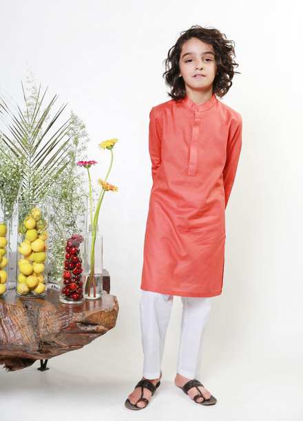 Ziva Cotton Formal Kurta Pajama for Boys -  ZA21B Carrot K-T