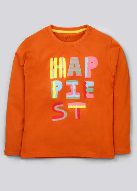 Ziva Jersey Casual T-Shirts for Girls -  ZA21T Happiest