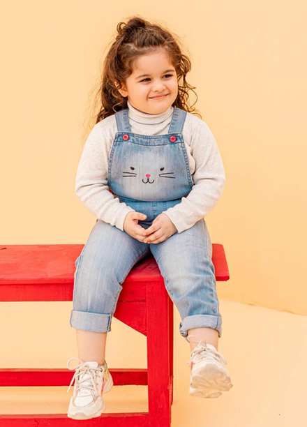 Ziva Denim Casual Dungaree for Girls -  ZA21T Kitty