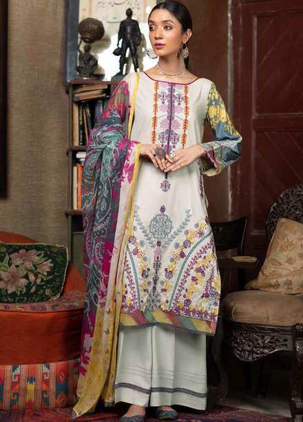 Zoya by Rang Rasiya Embroidered Linen Suits Unstitched 3 Piece RR21ZL 02 Mehar - Winter Collection