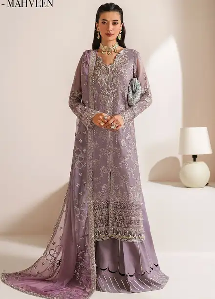 Xenia Embroidered Chiffon Suits Unstitched 3 Piece XE25NU D-05 Mahveen - Formals Collection