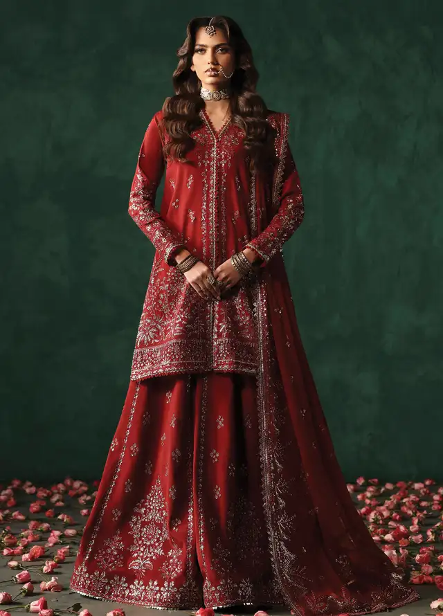 Afrozeh Embroidered Silk Suits Unstitched 3 Piece AF25DS D-03 Tajdaar - Formals Collection