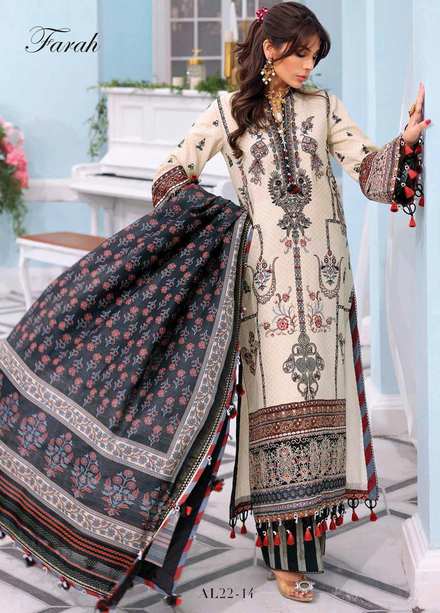 Afsana By Anaya Embroidered Dobby Suits Unstitched 3 Piece AKC22A AL22-14 Farah - Luxury Collection