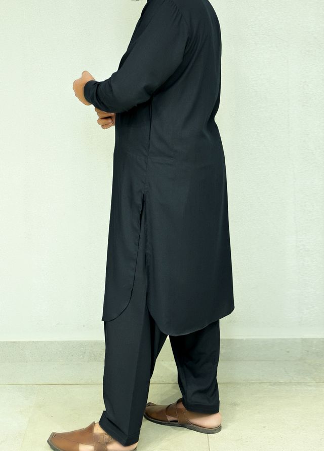 Aizaz Zafar Pret Plain wash N wear Shalwar-Kameez D-407 Navy Blue