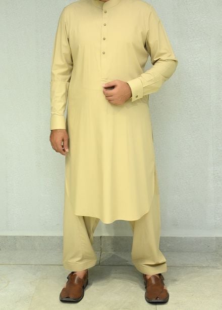 Aizaz Zafar Pret Plain wash N wear Shalwar-Kameez D-685-415 Beige