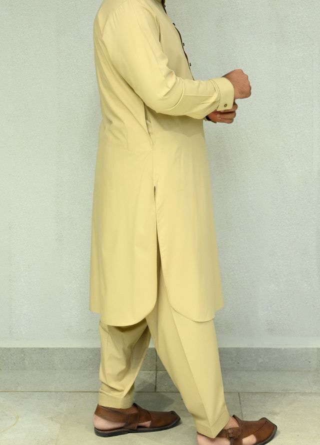 Aizaz Zafar Pret Plain wash N wear Shalwar-Kameez D-685-415 Beige
