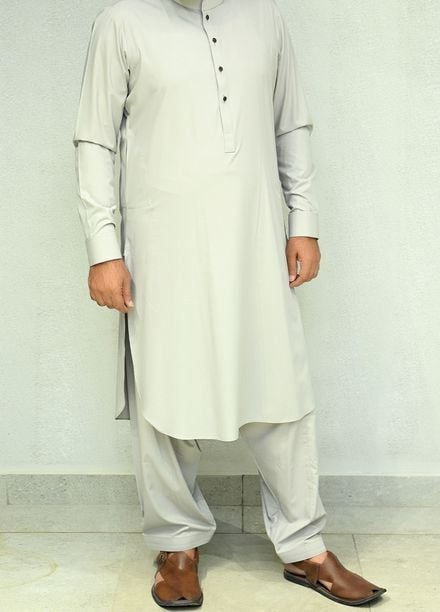 Aizaz Zafar Pret Plain wash N wear Shalwar-Kameez D-685-415 Grey