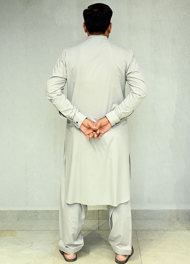 Aizaz Zafar Pret Plain wash N wear Shalwar-Kameez D-685-415 Grey