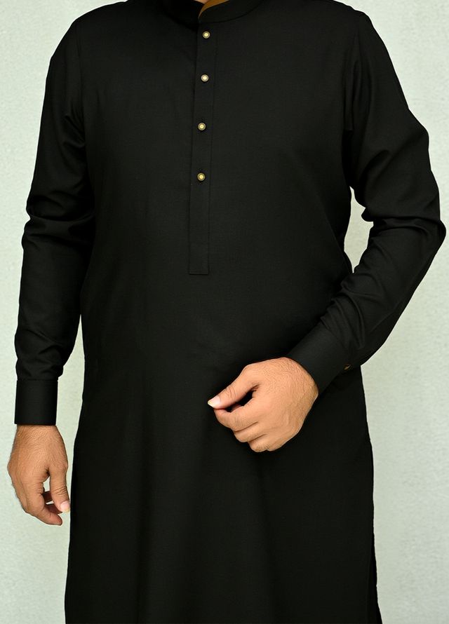 Aizaz Zafar Pret Plain wash N wear Shalwar-Kameez D-685-416 Black