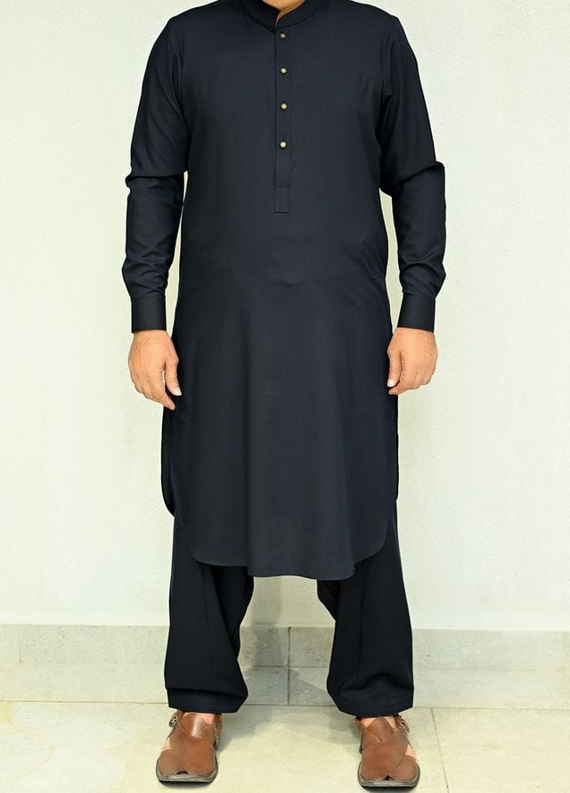 Aizaz Zafar Pret Plain wash N wear Shalwar-Kameez D-685-416 Navy Blue