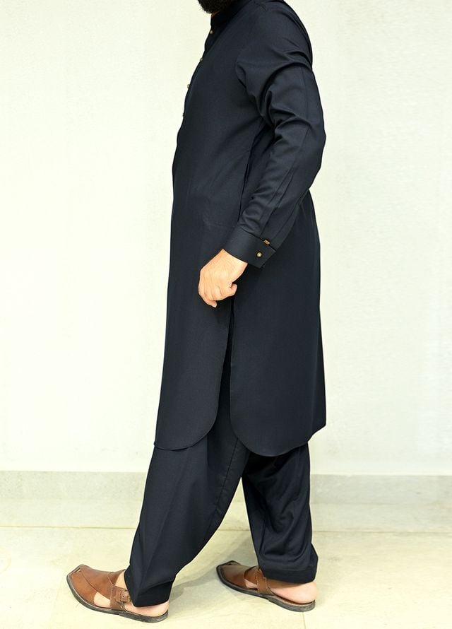 Aizaz Zafar Pret Plain wash N wear Shalwar-Kameez D-685-416 Navy Blue