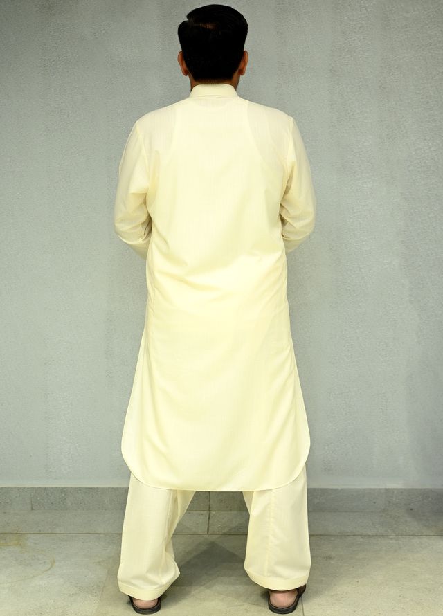 Aizaz Zafar Pret Plain wash N wear Shalwar-Kameez D-685-417 Cream