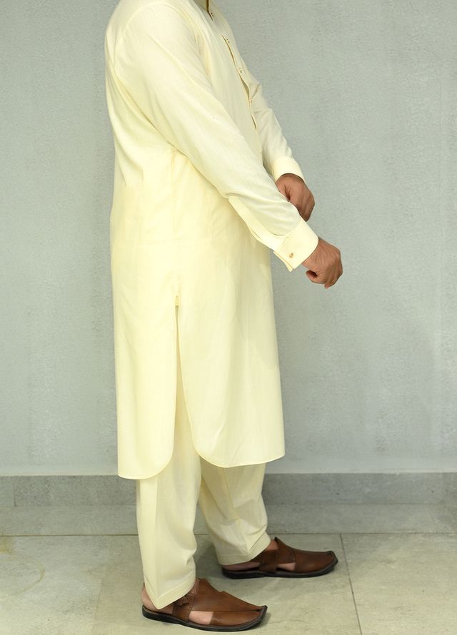 Aizaz Zafar Pret Plain wash N wear Shalwar-Kameez D-685-417 Cream