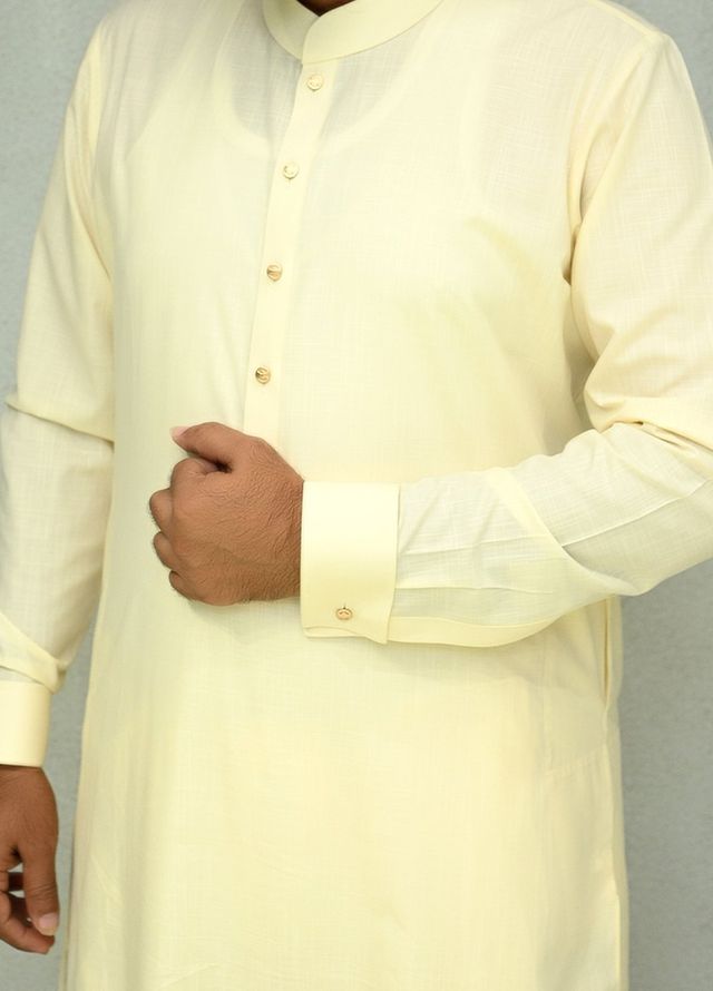 Aizaz Zafar Pret Plain wash N wear Shalwar-Kameez D-685-417 Cream