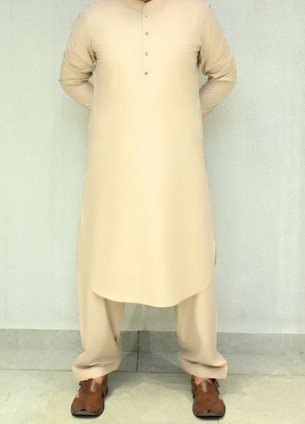 Aizaz Zafar Pret Plain wash N wear Shalwar-Kameez D-685-417 Fawn