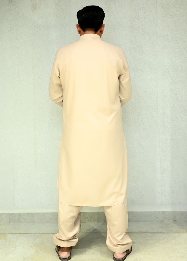Aizaz Zafar Pret Plain wash N wear Shalwar-Kameez D-685-417 Fawn