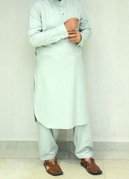 Aizaz Zafar Pret Plain wash N wear Shalwar-Kameez D-685-417 Light Gray