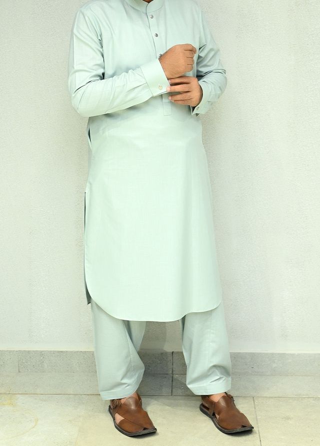 Aizaz Zafar Pret Plain wash N wear Shalwar-Kameez D-685-417 Light Gray