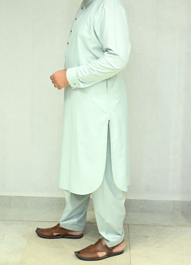 Aizaz Zafar Pret Plain wash N wear Shalwar-Kameez D-685-417 Light Gray