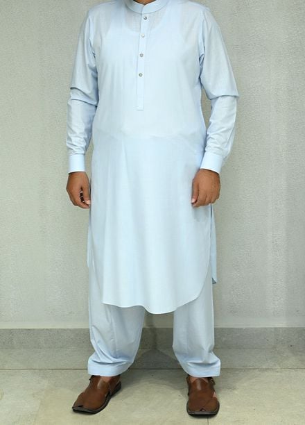 Aizaz Zafar Pret Plain wash N wear Shalwar-Kameez D-685-417 Sky Blue