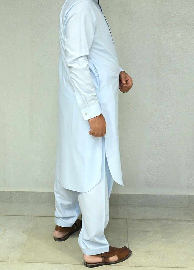 Aizaz Zafar Pret Plain wash N wear Shalwar-Kameez D-685-417 Sky Blue