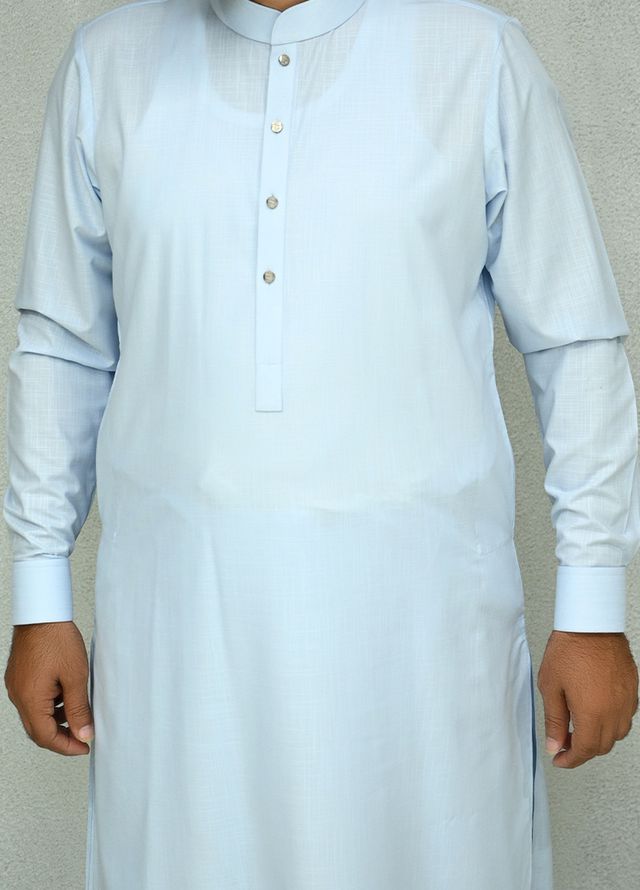Aizaz Zafar Pret Plain wash N wear Shalwar-Kameez D-685-417 Sky Blue