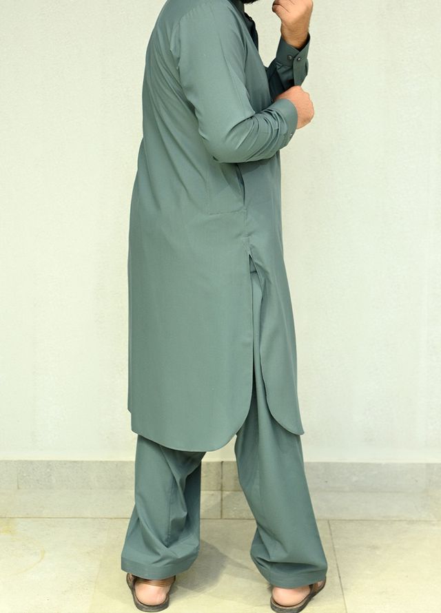 Aizaz Zafar Pret Plain wash N wear Shalwar-Kameez D-685 Grey