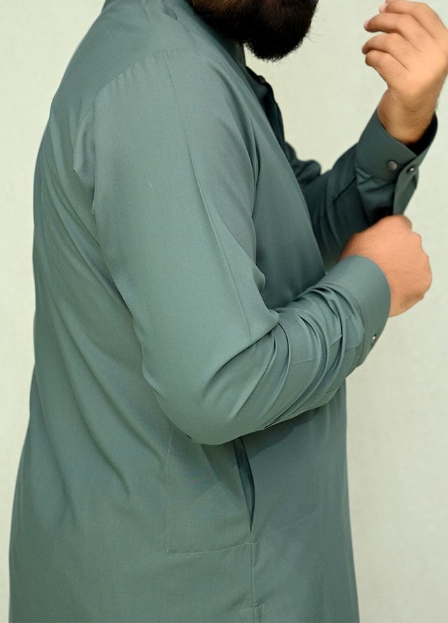 Aizaz Zafar Pret Plain wash N wear Shalwar-Kameez D-685 Grey